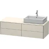 Duravit XSquare Konsolenwaschtischunterbau wandhängend, 4 Schubkästen, Becken rechts, 1400x400x548mm, XS4913R9191, Farbe: Taupe Matt