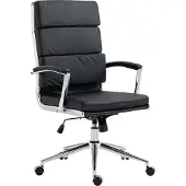 CLP Bürostuhl Cleveland I Ergonomischer Schreibtischstuhl I Höhenverstellbar mit Wippfunktion I Chefsessel mit Armlehnen, Farbe: schwarz, Material: Kunstleder