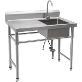 OEM Edelstahlspüle, Einzelbecken, Freistehendes Design, Silber