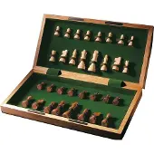 Piatnik Schachkassette Holz, große Figuren, Faltschachbrett, Staunton