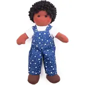 Bigjigs Puppe Leon - Stoff Babypuppe blau 28cm für Kinder
