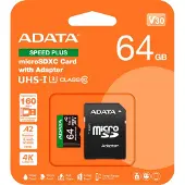 ADATA Speed Plus Microsdxc Uhs-i 64gb U3 V30 A2 Speicherkarte