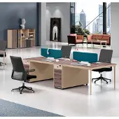 AEA Großes Arbeitstisch Schreibtisch für 4 Personen Holz Bürotisch Beige
