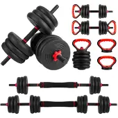 Mobiclinic Ein Paar verstellbare 20-kg-Hanteln (60-110 cm) von Mobimax mit Kettlebell-Aufsätzen
