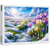 Raxxa Premium-Puzzle "Frühlingserwachen: Bunte Krokusse im Schnee", 1000 Teile