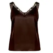 Zero Spitzenbluse "Basic-Top mit V-Ausschnitt", Damen, Gr. 40, braun (chocolate plum), Obermaterial: 100% Polyester PES., Blusen Spitzenbluse