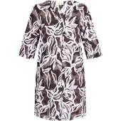 Cartoon Sommerkleid "Sommerkleid mit Muster", Damen, Gr. 44, EURO, bunt (weiß, braun), Obermaterial: 55% Leinen LI. 45% Viskose CV., Kleider Sommerkleid