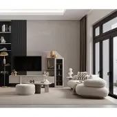 AEA Beige Wohnzimmer Garnitur Polster 3-Sitzer TV-Ständer Couchtisch