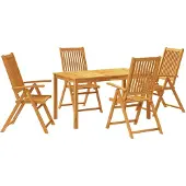 Syfax 5-tlg. Garten-Essgruppe 140x80x74 cm Massivholz Akazie