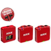Rode Mikrofon-Funksystem Wireless GO Gen 3 Rot + Bonus In-Ear Kopfhörer