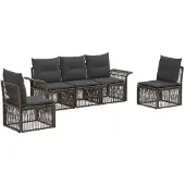 Syfax Gartensofa-set 5 stk. Grau Poly-Rattan