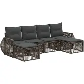 Syfax Gartensofa-set 6 stk. Grau und Dunkelgrau Poly-Rattan