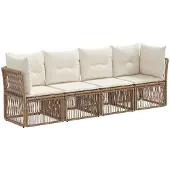 Syfax Gartensofa-set 4 stk. 4-Sitzer Beige Poly-Rattan