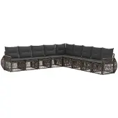 Syfax Gartensofa-set 9 stk. Grau und Dunkelgrau Poly-Rattan
