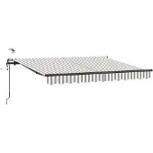 vidaXL Ausziehbare Markise Hellgrau und Weiß 450 x 350 cm Polyester