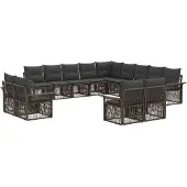 Syfax Gartensofa-set 13 stk. Grau und Dunkelgrau Poly-Rattan