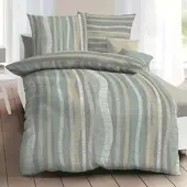 Kaeppel Wendebettwäsche "Curvy", beige (khaki), B/L: 240cm x 220cm, 1 Stk., 2 Stk., Mako-Satin, B/L: 80cm x 80cm & 80cm x 80cm, 3, Mako-Satin, Obermaterial: 100% Baumwolle, Bettwäsche, Wendebettwäsche