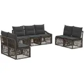Syfax Gartensofa-set 7 stk. Grau Poly-Rattan