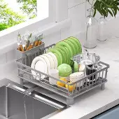 OEM Kompakter Edelstahl Abtropfständer, grau, für Spülbecken