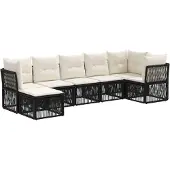 Syfax Gartensofa-set 7 stk. Schwarz Poly-Rattan