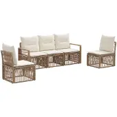 Syfax Gartensofa-set 5 stk. Beige Poly-Rattan