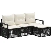 Syfax Gartensofa-set 4 stk. Schwarz Poly-Rattan