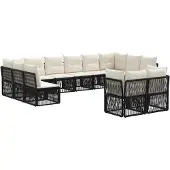 Syfax Gartensofa-set 12 stk. Schwarz Poly-Rattan