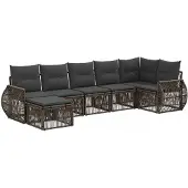 Syfax Gartensofa-set 7 stk. Grau und Dunkelgrau Poly-Rattan