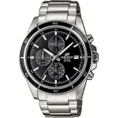 Casio Chronograph EDIFICE, silber (silberfarben, schwarz, schwarz), Armbanduhren, Herren, silberfarben, Chronograph, Quarzuhr,Armbanduhr,Herrenuhr, bis 10 bar wasserdicht,Edelstahlarmband