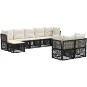 Syfax Gartensofa-set 9 stk. Schwarz Poly-Rattan