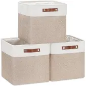 OEM Kubus Aufbewahrungsboxen Set 3teilig Kaki Weiß 25cm