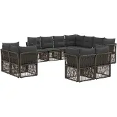 Syfax Gartensofa-set 11 stk. Grau Poly-Rattan