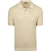 Suitable Gestricktes Jacquard-Poloshirt Sand