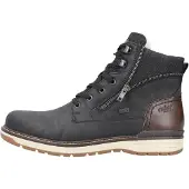 Rieker Winterboots , Herren, Gr. 42, Schurwolle, schwarz (schwarz, dunkelbraun), Lederimitat, Textil, Schuhe Winterboots, mit wasserabweisender riekerTEX-Membran, Topseller