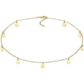 Elli Choker "Halskette Choker Plättchen Coin Poliert 925 Silber" Gr. 36, gold, Halsketten, Damen, ohne Stein, Silber 925 (Sterlingsilber), Choker
