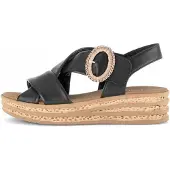 Gabor 1100000002199 , Damen, Gr. 44, schwarz, Glattleder, Schuhe 1100000002199, Plateau, Riemchensandale, Sommerschuh mit Zierschnalle
