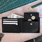 Belveder Geldbörse Echt Leder Geldbeutel Slim-Wallet Kartenfächer Schwarze, minimalistische Herrenbrieftasche, Glattleder, SH-3165