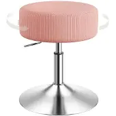 Woltu Schminktisch Hocker, Schminkstuhl, Höhenverstellbar, Cord Bequemstuhl, Hellrosa