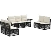 Syfax Gartensofa-set 7 stk. Schwarz Poly-Rattan