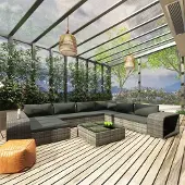 Syfax 10-tlg. Garten-Lounge-Set mit Auflagen Poly Rattan Grau