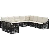 Syfax Gartensofa-set 10 stk. Schwarz Poly-Rattan