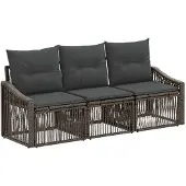 Syfax Gartensofa-set 3 stk. Grau Poly-Rattan