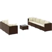 Syfax 8-tlg. Garten-Lounge-Set mit Kissen Braun Poly Rattan