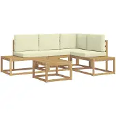 vidaXL Outdoor-Sofagarnitur 4 Stück Weiß und Creme Polyester