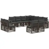 Syfax Gartensofa-set 11 stk. Grau Poly-Rattan