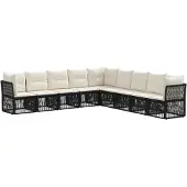 Syfax Gartensofa-set 9 stk. Schwarz Poly-Rattan