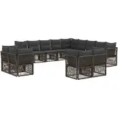 Syfax Gartensofa-set 13 stk. Grau Poly-Rattan