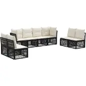 Syfax Gartensofa-set 8 stk. Schwarz Poly-Rattan