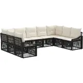 Syfax Gartensofa-set 9 stk. Schwarz Poly-Rattan