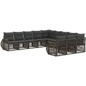 Syfax Gartensofa-set 11 stk. Grau und Dunkelgrau Poly-Rattan